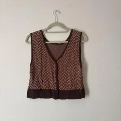 【美品】niko and… ヘリンボーン柄 2wayショート丈ベスト