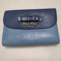 miu miu 三つ折り財布 バイカラー リボンのサムネイル