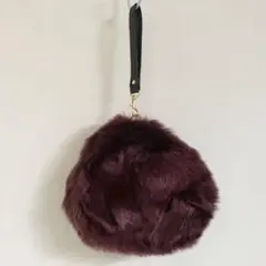 ラウンド　フェイクファーバッグ　ストラップ取り外し可能