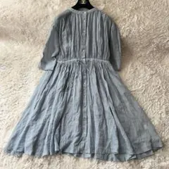 ツチエ TUTIE サークル刺繍 ロングシャツワンピース グレー系 フリーサイズ ツチエ TUTIE サークル刺繍 ロングシャツワンピース グレー系