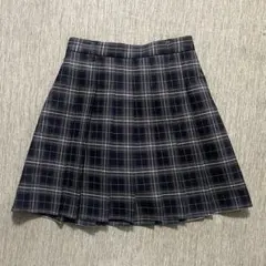 チェック柄ネイビー系スクールスカート L