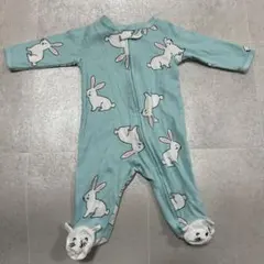ウサギ柄ロンパース 水色 70 3m