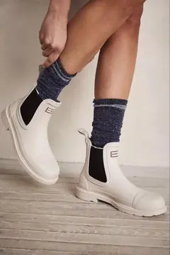 美品◎HUNTER オフホワイト チェルシーブーツ