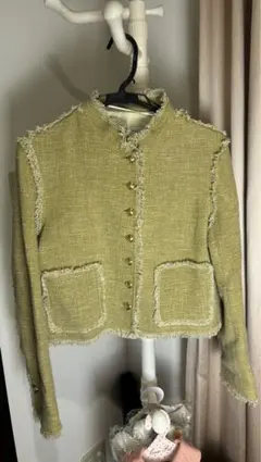 ZARA ライトグリーン ツイードジャケット