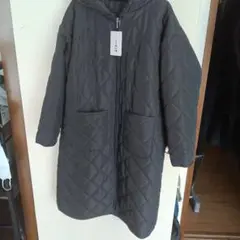 値下げ　キルティングロングコート ブラック