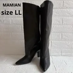 マミアン MAMIAN ワイドシャフトポインテッドトゥロングブーツ LL