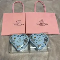 未開封2個セットGODIVA ハート缶 チョコ6粒入り紙袋付きのサムネイル