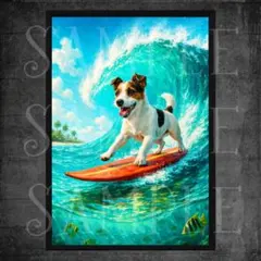 ジャックラッセルテリア　サーフィン SURF A4 ポスター / アートポスター