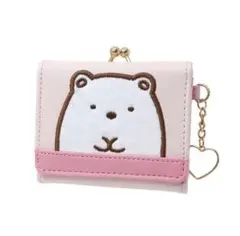 【大人気❤】新品未使用　すみっコぐらし しろくま がま口ミニ財布 三つ折りピンク