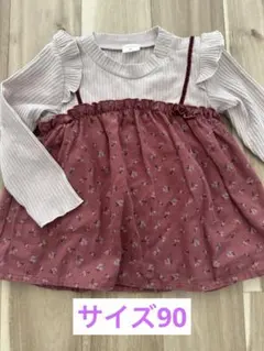 SIMPLEFREE　フリル付き長袖トップス　ピンク