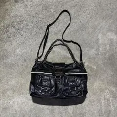 【お年玉✨】 ギミック チェーンショルダー バッグ 黒 グランジ y2k