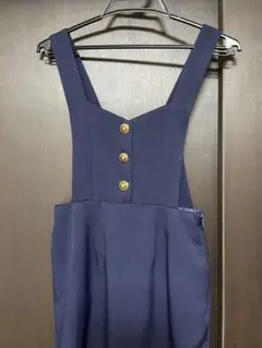 再値下げ 美品☆ゴールドボタンジャンバースカート ネイビー ラグナムーン