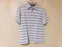 101279　CHAPS　ポロシャツ　水色ボーダー　Lのサムネイル