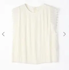 トゥモローランド レースコンビプリーツ クルーネックブラウス