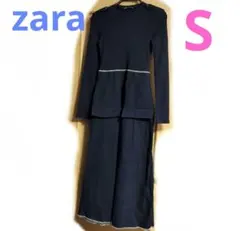 zara ザラ 異素材 ドッキング ワンピース ロングワンピース 黒 ブラック