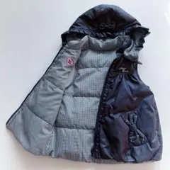 美品 mezzo piano リバーシブル ダウン ベスト 黒 チェック 130