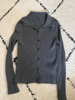 ユニクロ　エクストラファインメリノリブポロカーディガン（長袖）L