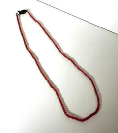 SILVER刻印 赤珊瑚風 ネックレス 小粒ビーズ ヴィンテージ アクセサリー