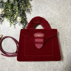 【2way】サマンサベガ　真っ赤なベロアバック　ファーハンドル　赤　ショルダー