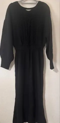 AZUL by moussy ウエスト切替ニットロングワンピース M ブラック