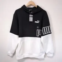 【新品】PUMA フード付きパーカー L ブラック/ホワイト