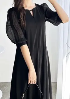 袖楊柳シアー美ラインワンピース　新品、未使用品