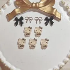 キティちゃん ヒョウ柄 レオパード ネイルパーツ 5個セット(パーツおまけ)