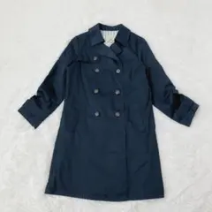 as know as トレンチコート　裏地付き　綿混　ベルト無し　ネイビー