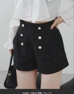 【NICE CLAUP】金釦ツイードショートパンツ