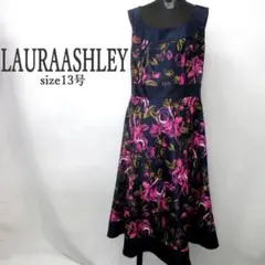 MY0680▲LAURAASHLEY▲ローラアシュレイ ワンピース 13号 光沢