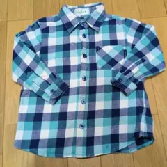 青系のチェックシャツ100cm