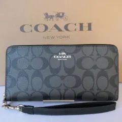 新品 コーチ COACH 長財布 シグネチャー C4452 ブラックスモーク