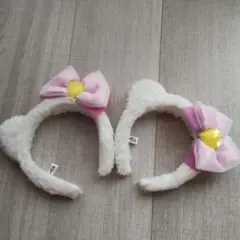 美品 5400円★ハローキティ カチューシャ イエロー ピンク ファーリボン