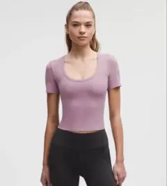 ルルモン スムースアンドリブ Nulu スクープネックTシャツ XS