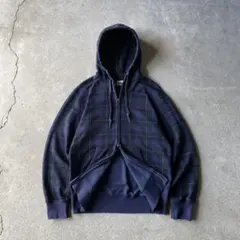 OLD UNIQLO ダブルジップパーカー チェック柄 ネイビー archive