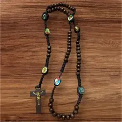 クロス 木製 ロザリオ カトリック ウッドロザリオ