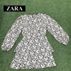 ZARA フラワープリント ワンピース（長袖）ひざ丈