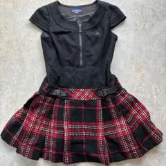 Burberry/ブラック/レッドチェック 半袖ミニワンピース
