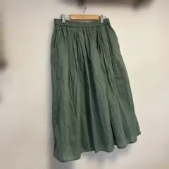 UNIQLO ユニクロ　ドレープギャザーロングスカート グリーン Lサイズ