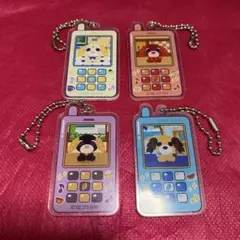 【４点セット】お茶犬　ガラケー型　アクリルキーホルダー