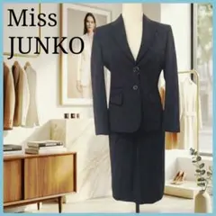 美品 ミスジュンコ ブラックフォーマル ウール100% スカートスーツ 9号 黒