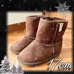 ムートンブーツ ブラウン ジッパー付き ブーツ 17cm スエード ショート