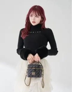 Darich ダーリッチ スムースファーリブニットトップス BLK