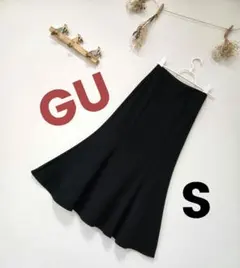 GU ジーユー カットソー マーメイド ロングスカート ブラック S