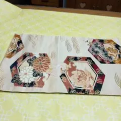 袋帯 八角形の花柄 龍の刺繍
