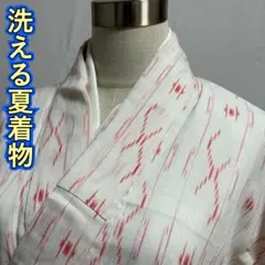KU1071 準美品 夏着物 小紋 洗える着物 身丈144.5cm 単衣