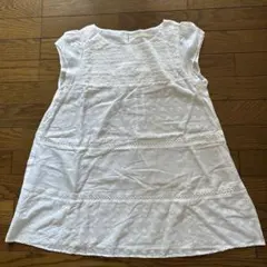 刺繍入りホワイトノースリーブチュニック