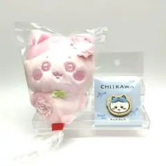 ちいかわ ハチワレ ぬいぱれっと さくらいろマスコット ウッドバッジ セット