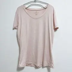 ダンスキン 半袖 Tシャツ Vネック XL 桃 ポリエステル ゆったり ヨガのサムネイル
