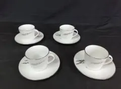 NARUMI ナルミ カップ＆ソーサー 4客セット シルバーライン 洋食器